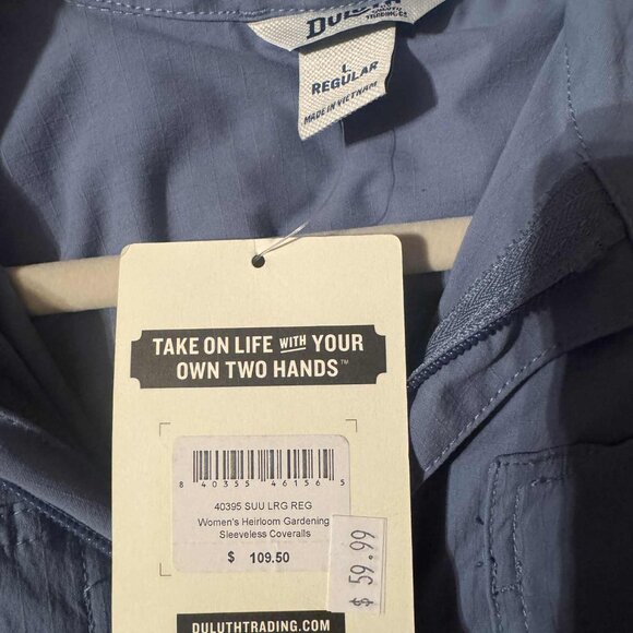 Duluth Heirloom‎ Gardening Coveralls Size L Blue Jumpsuit Sleeveless - Picture 4 of 4